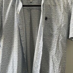 Peter Millar White Short-Sleeve Shirt with Navy Martini Print